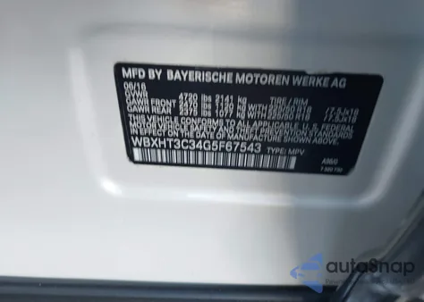 2016 BMW X1 xDrive28I from USA, damaged, VIN WBXHT3C34G5F67543